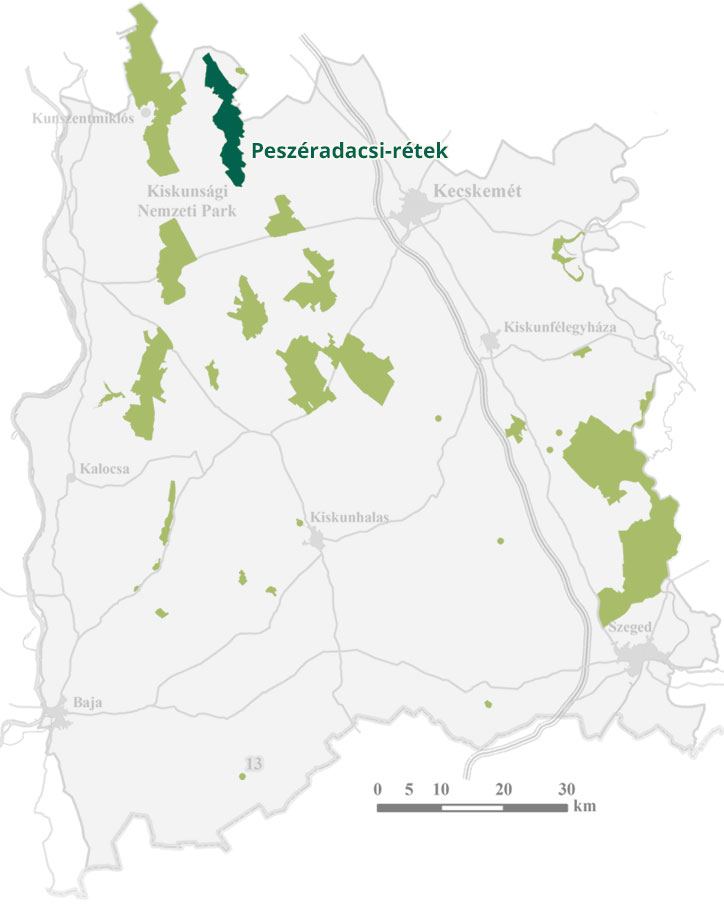 Peszéradacsi-rétek térkép