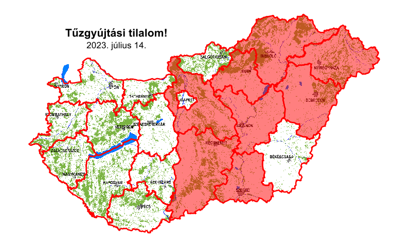 tűzgyújtási tilalom térkép